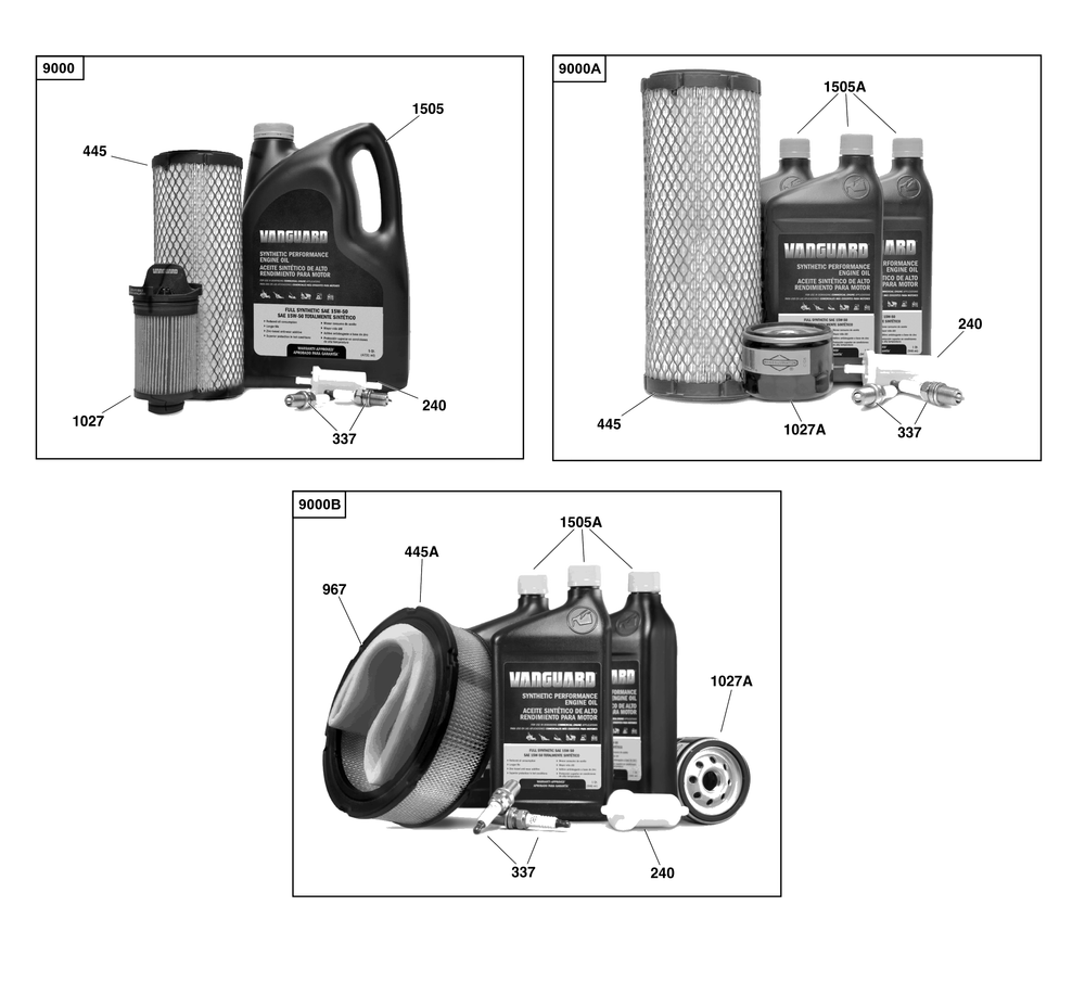 Maintenance Kits Diagram and Parts List for 541477-2242-J1(54-61) 400000 - 699999 Briggs and Stratton Engine